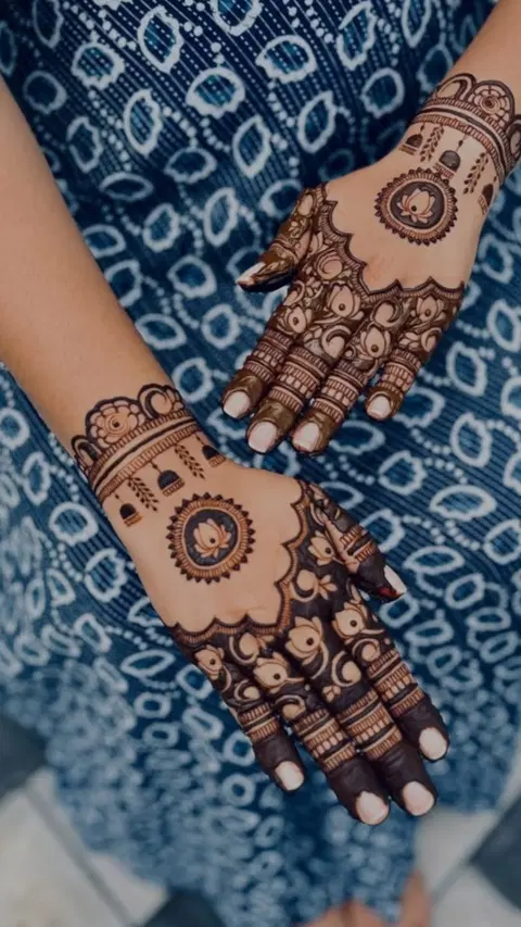 bridal indian circle full hand mehndi design