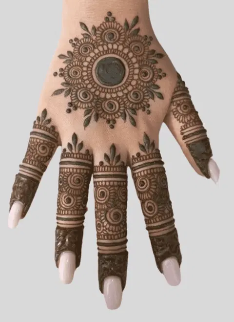 bridal indian jaal front hand mehndi design