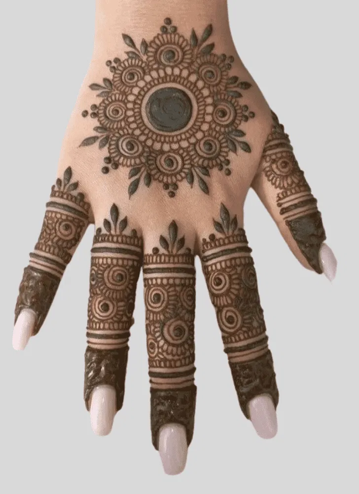 Bridal Indian Front Hand Mehndi Design with Jaal for Sawan
