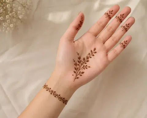 aesthetic arabic bel front hand mehndi design