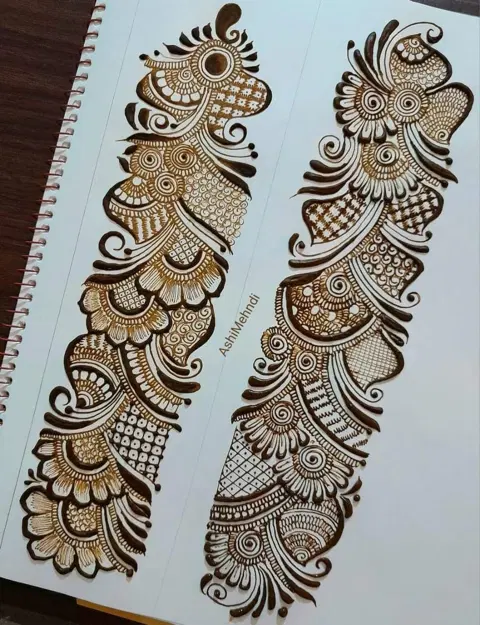arabic indo-arabic bel full hand mehndi design