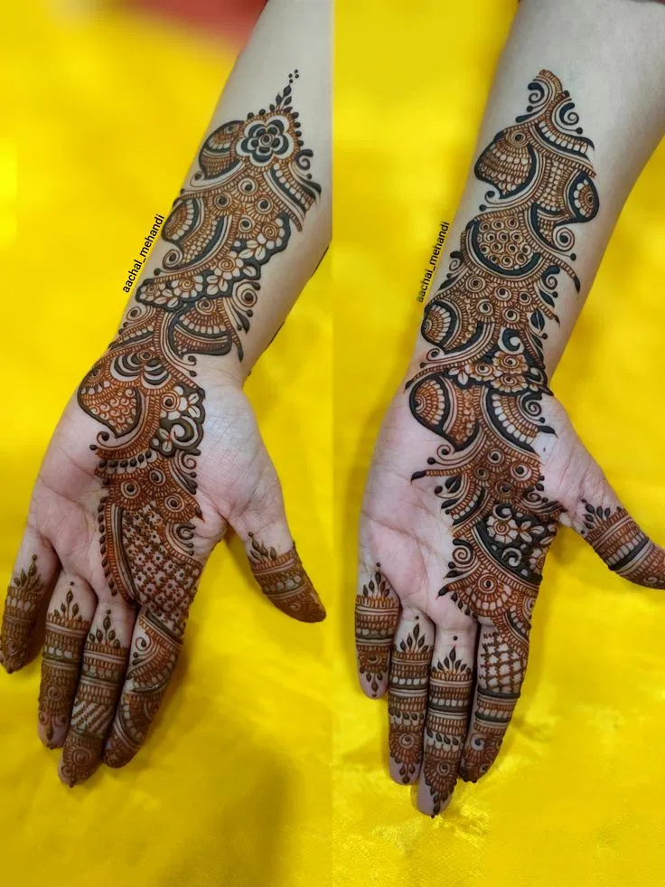 Arabic Bridal Back Hand Mehndi Design for Karwa Chauth
