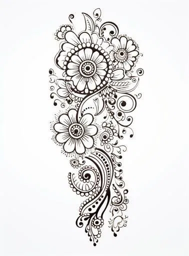 Mehndi Design with Gol Tikki, Flowers and Moon
