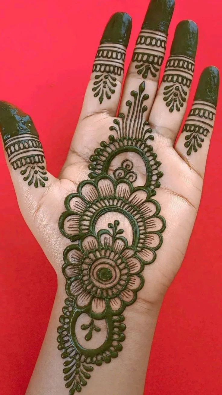 Arabic Simple Finger Mehndi Design with Gol Tikki