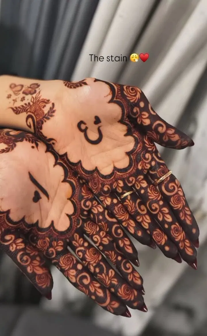 Arabic Bridal Finger Mehndi Design with Hidden Name for Eid