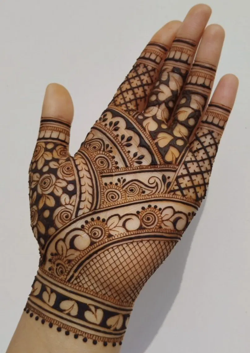 Bridal Dubai Finger Mehndi Design with Figures