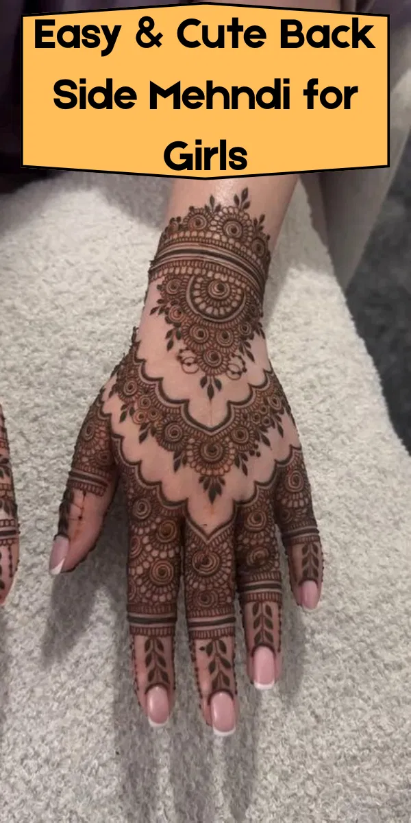 Aesthetic Arabic Back Hand Mehndi Design with Bel (9)