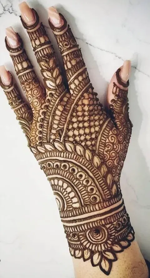 arabic bridal back hand mehndi design