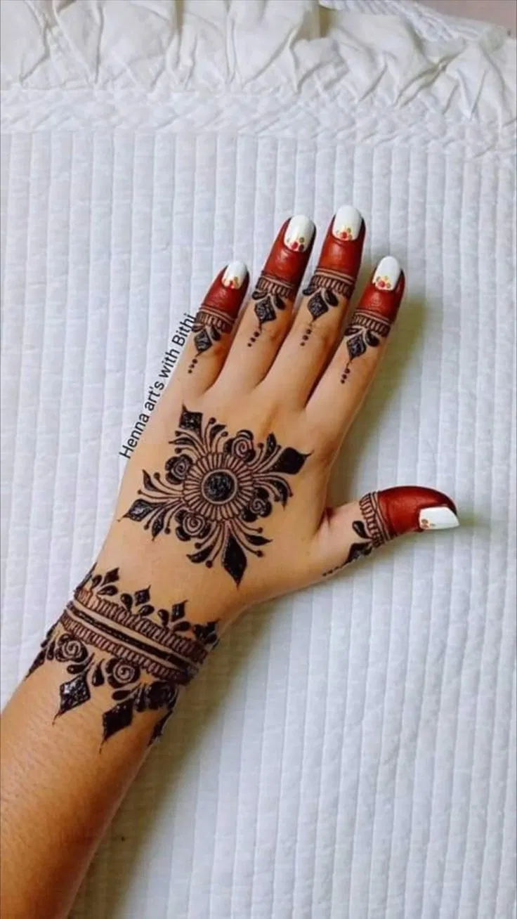 Aesthetic Arabic Arm Mehndi Design with Jaal for Eid