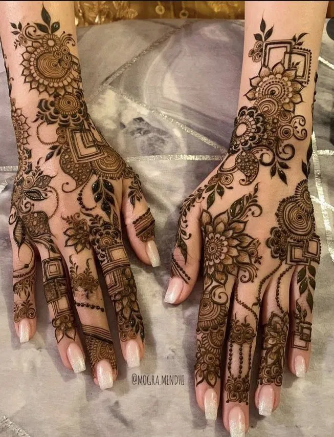 Arabic Bridal Full Hand Mehndi Design with Flowers for Eid