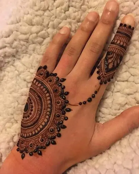 aesthetic simple bel back hand mehndi design