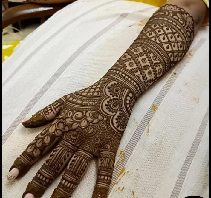 Bridal Stylish Back Hand Mehndi Design with Jaal (3)