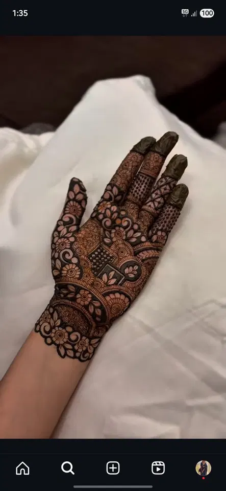 aesthetic pakistani arm mehndi design