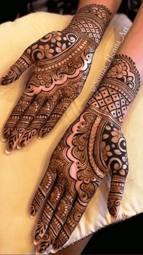 aesthetic bridal arm mehndi design