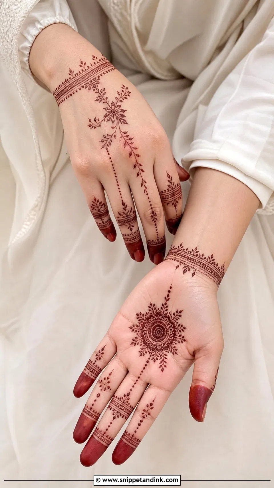 Bridal Indian Back Hand Mehndi Design with Jaal for Engagement (2)