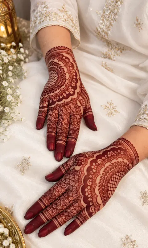 arabic bridal circle back hand mehndi design