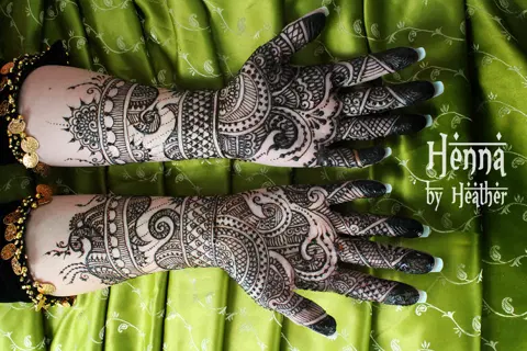 bridal indian peacock front hand mehndi design