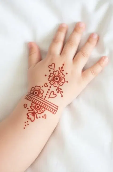minimal simple heart arm mehndi design