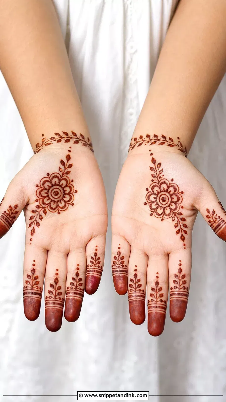 Simple Front Hand Mehndi Design with Flowers and Jaal