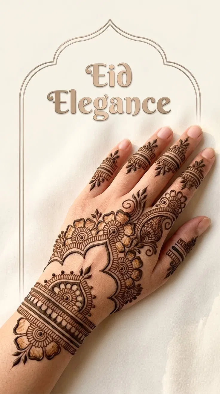 Aesthetic Stylish Finger Mehndi Design with Flowers