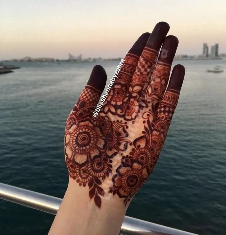 Aesthetic Dubai Back Hand Mehndi Design for Eid (2)
