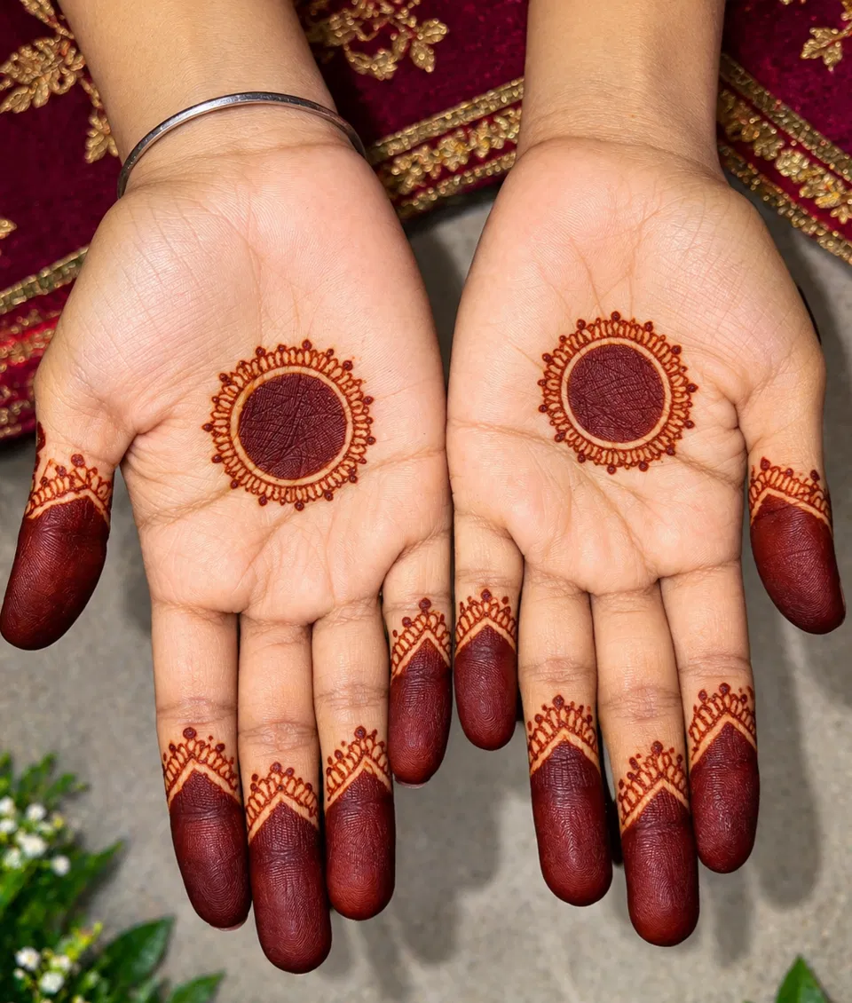 Simple Stylish Back Hand Mehndi Design with Gol Tikki and Jaal (7)