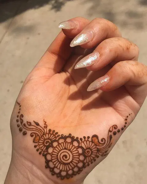 minimal simple flower full hand mehndi design
