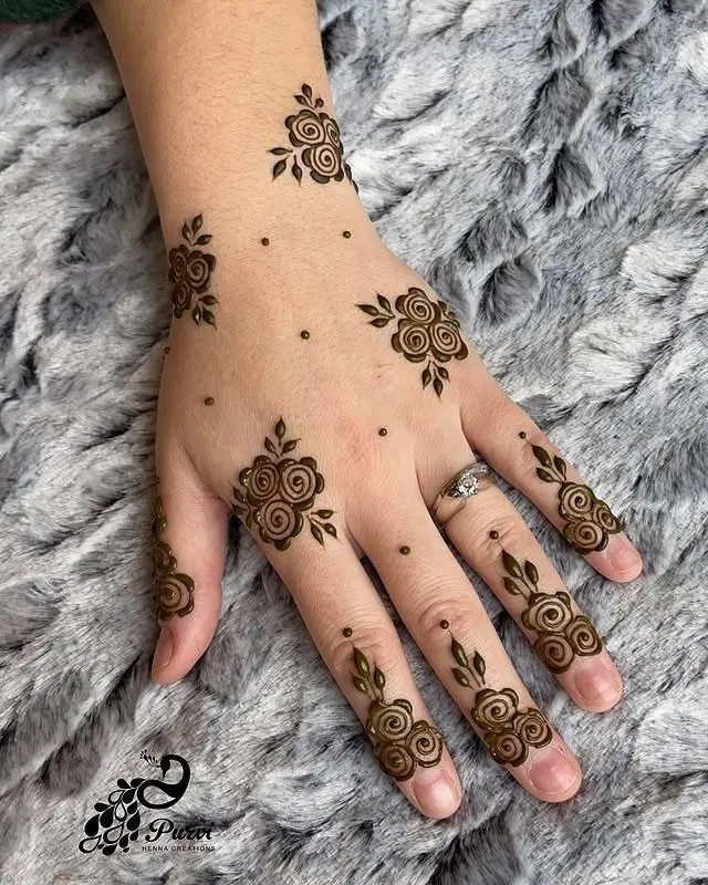 Arabic Simple Back Hand Mehndi Design with Flowers and Jaal (7)