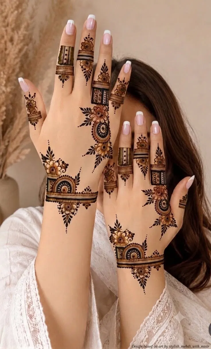 Aesthetic Arabic Back Hand Mehndi Design for Eid (5)