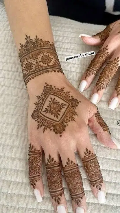 aesthetic bridal jaal back hand mehndi design