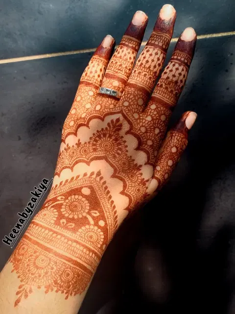 aesthetic bridal jaal back hand mehndi design