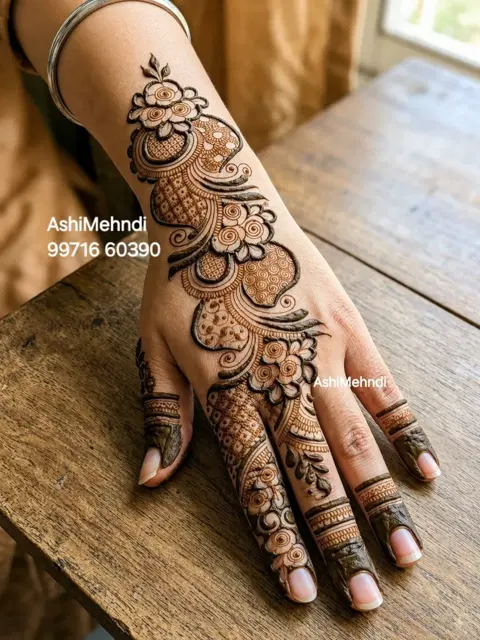 aesthetic flower arm mehndi design