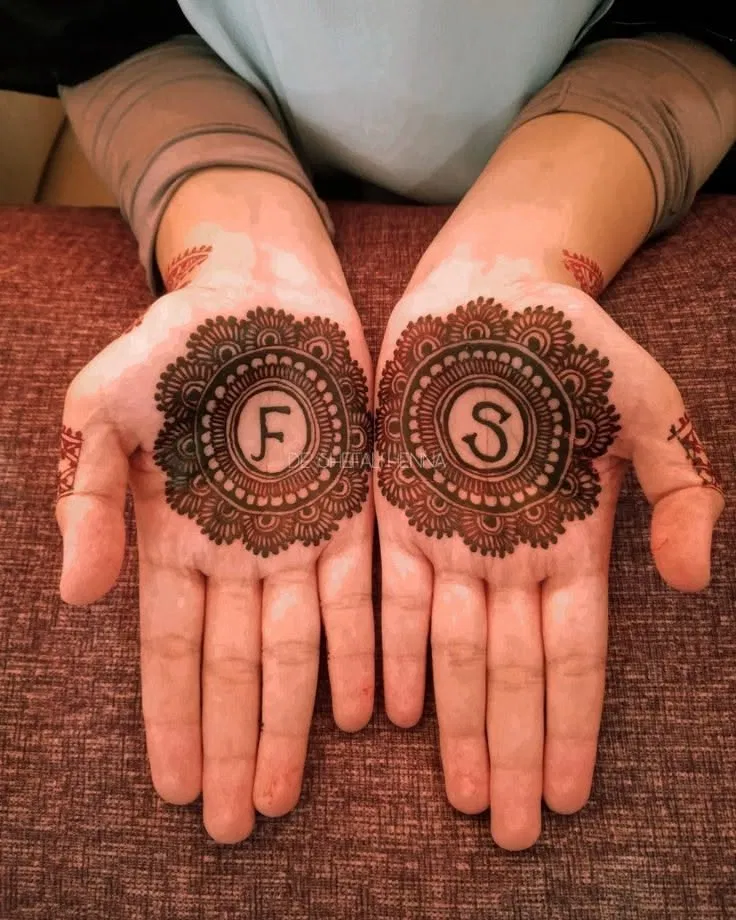 Minimal Simple Back Hand Mehndi Design with Gol Tikki, Deity and Hidden Name (2)