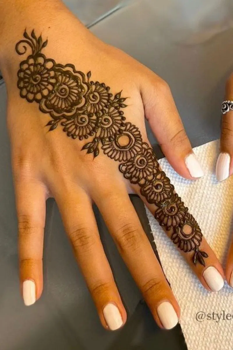 Arabic Simple Back Hand Mehndi Design with Bel and Jaal (3)