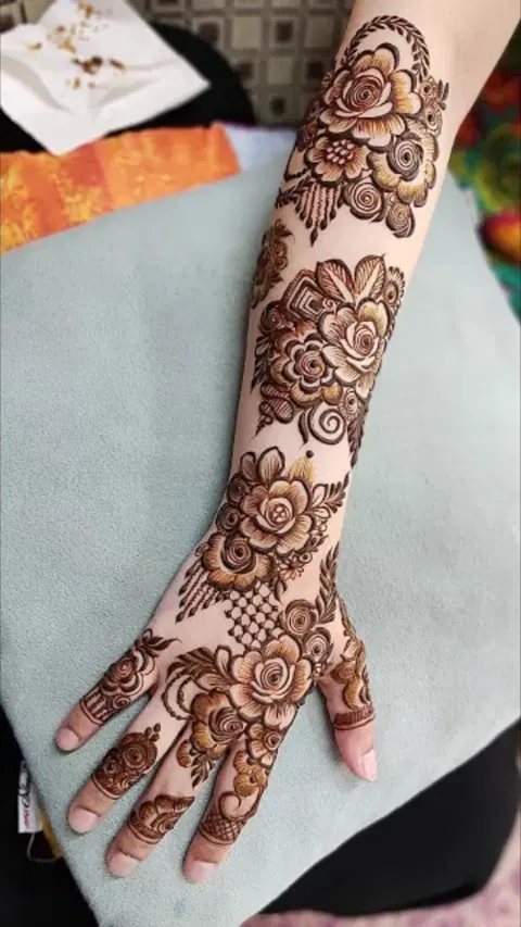 dubai flower back hand mehndi design