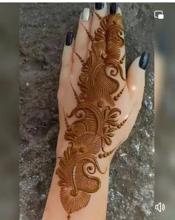 Arabic Dubai Back Hand Mehndi Design with Bel and Hearts