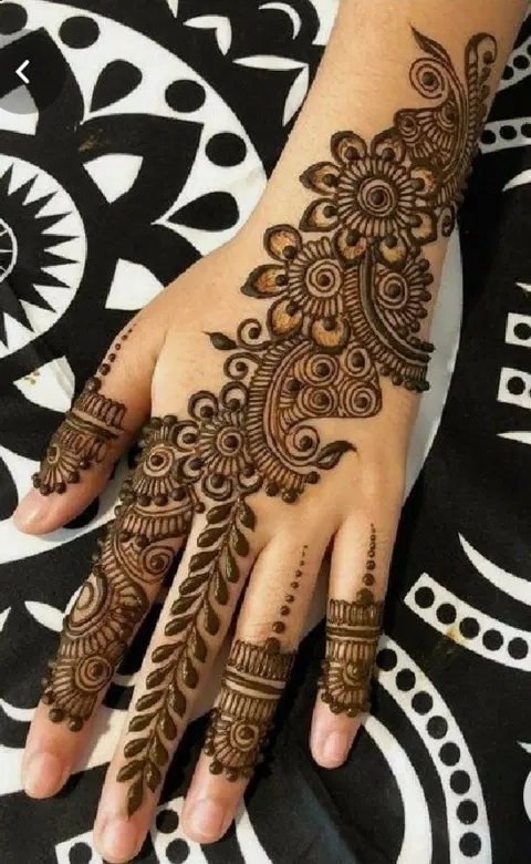 aesthetic arabic bel back hand mehndi design