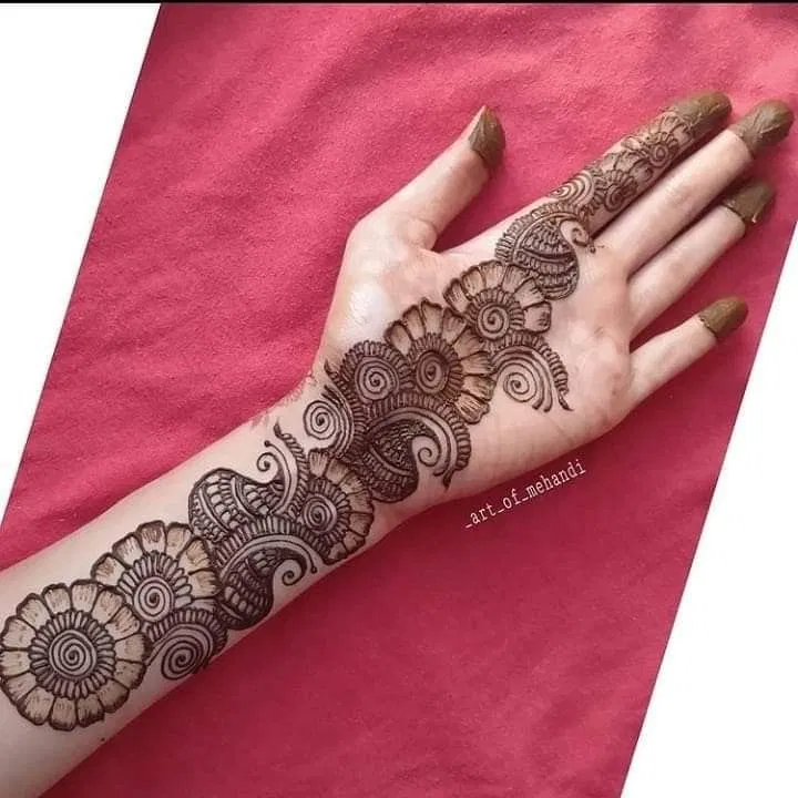 Arabic Simple Front Hand Mehndi Design with Bel and Jaal (2)