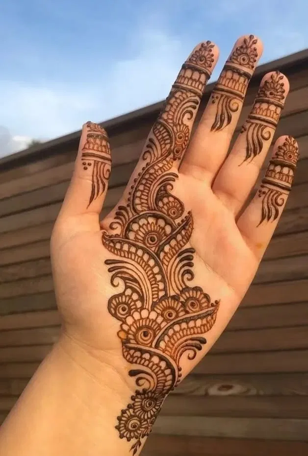Arabic Simple Front Hand Mehndi Design with Bel (5)