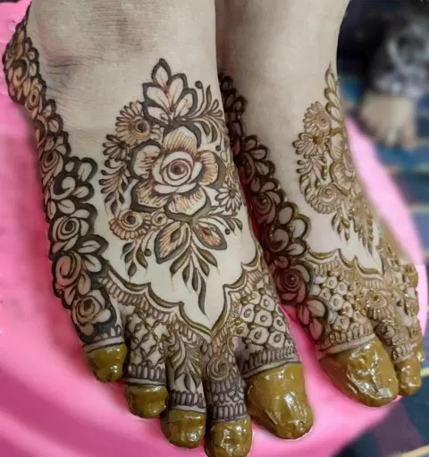 arabic bridal flower foot mehndi design