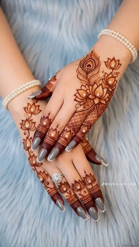aesthetic bridal circle back hand mehndi design