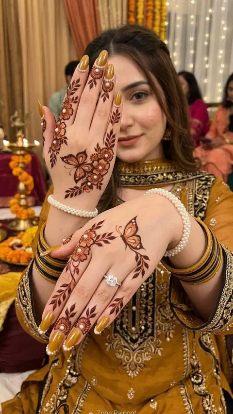 aesthetic arabic bel back hand mehndi design