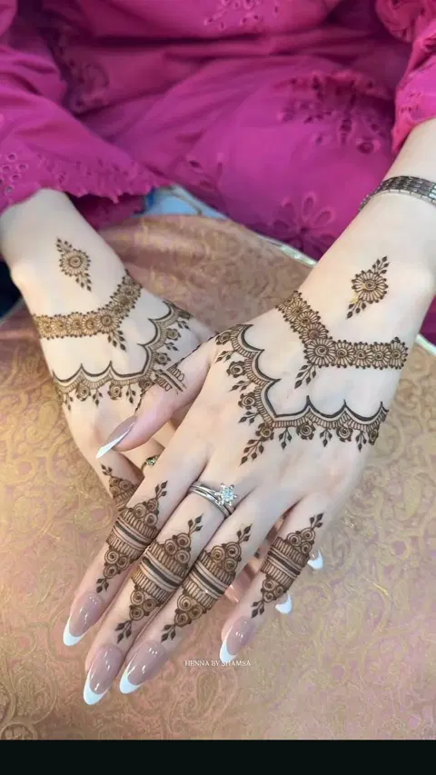 aesthetic simple full hand mehndi design