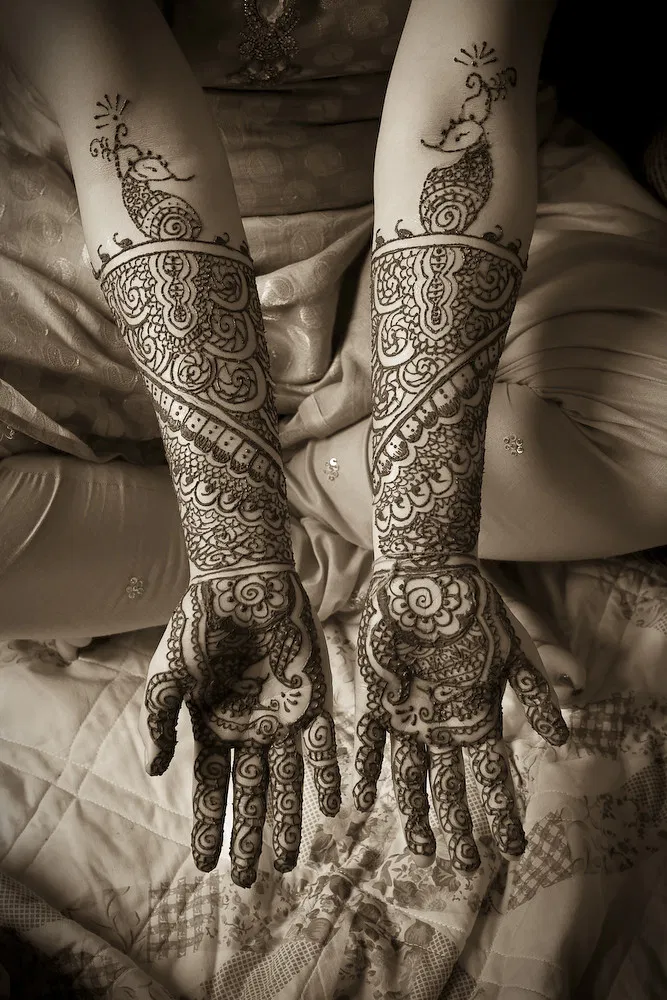 Bridal Indian Front Hand Mehndi Design with Figures