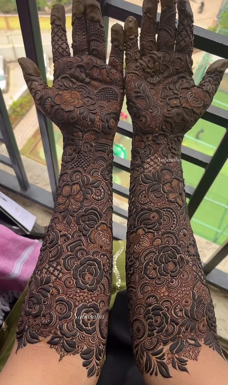Arabic Bridal Arm Mehndi Design with Figures (2)