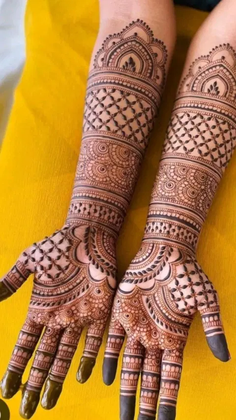 bridal indian finger mehndi design